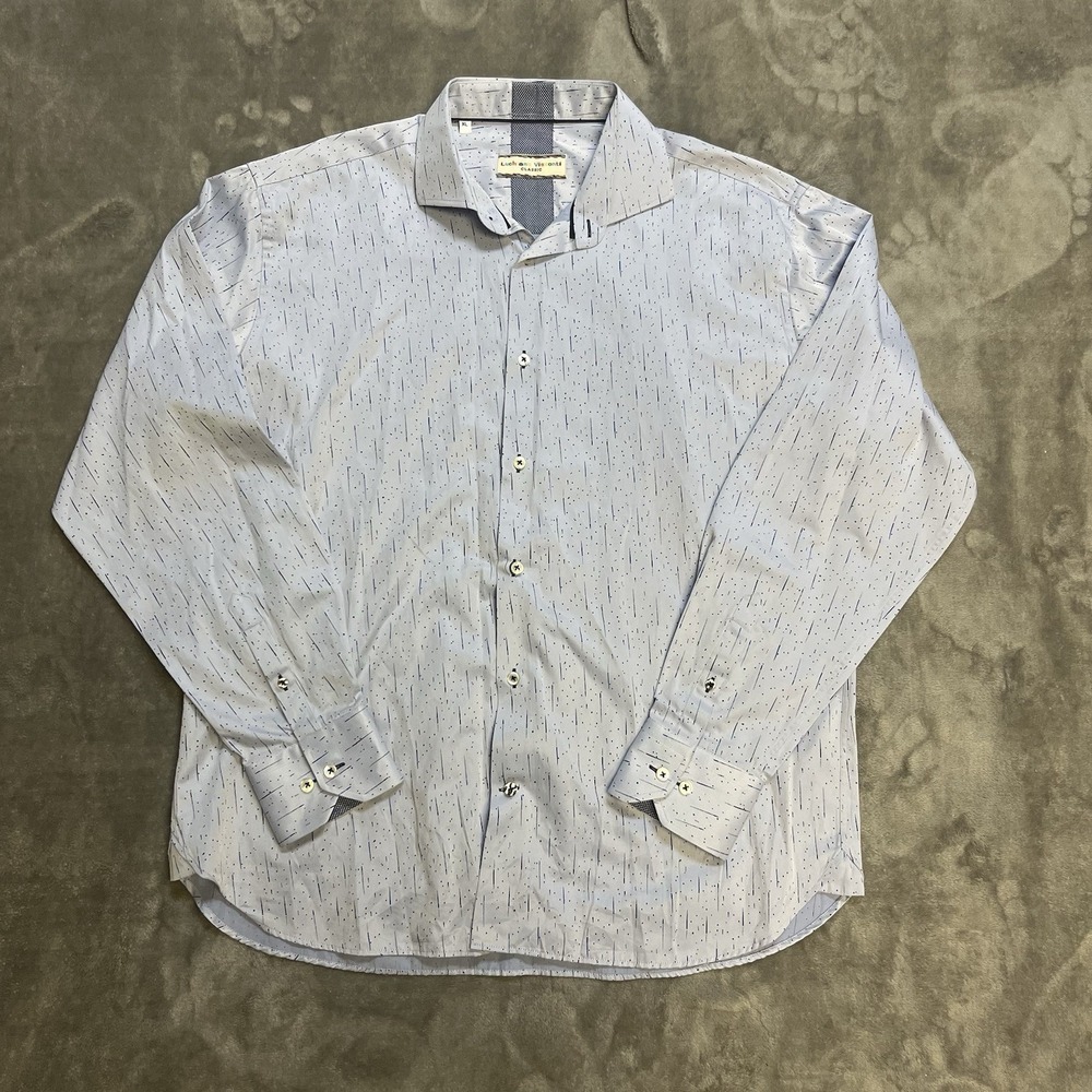 Luchiano Visconti Classic Button Up Shirt Mens XL Blue Long Sleeve